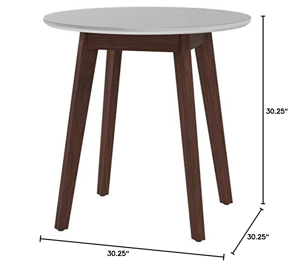 SEI Furniture Oden Two-Tone Small Space Round Dining Table, White, Burnt Oak