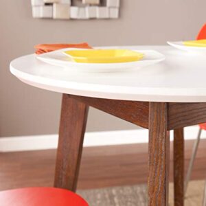 SEI Furniture Oden Two-Tone Small Space Round Dining Table, White, Burnt Oak