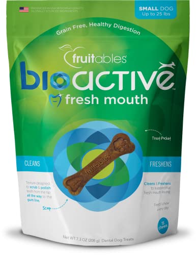 Fruitables Bioactive Fresh Mouth Dental Chews – Mini Size Dog Treats – Dental Treats for Dogs – Dog Dental Chews – 7.3 Ounces