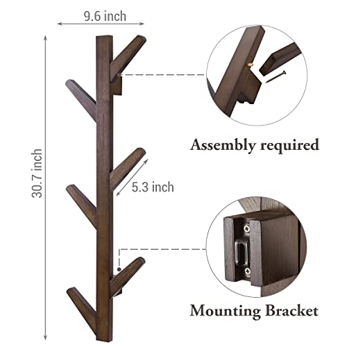 MyGift Brown Bamboo Decorative Coat Hooks, Entryway Rack Organizer with 6 Hooks