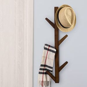 MyGift Brown Bamboo Decorative Coat Hooks, Entryway Rack Organizer with 6 Hooks