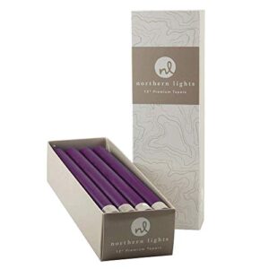 northern lights taper candles, 12-icnh height, purple
