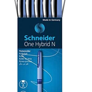 Schneider One Hybrid N Rollerball Pen, 0.3 mm Hybrid Needle Tip, Light Blue Barrel, Black Ink, Box of 10 Pens (183401)