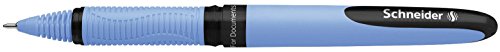 Schneider One Hybrid N Rollerball Pen, 0.3 mm Hybrid Needle Tip, Light Blue Barrel, Black Ink, Box of 10 Pens (183401)