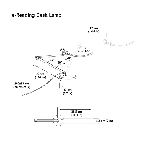 BenQ eReading LED Desk Lamp/ Task Lamp/ Swing Arm Lamp: Eye-Care, Auto-Dimming, CRI 95, 13 Color Temperatures, 35” Wide Illumination for Home Office, Bedroom, Living Room (Gold)