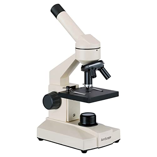 AmScope - 40X-1000X Cordless LED Student Biological Compound Microscope + Slide Preparation Kit + World of The Microscope Book - M100C-LED-SP14-WM