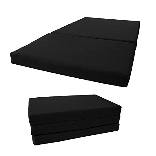 D&D Futon Furniture Shikibuton Tri Fold Foam Beds, Tri-Fold Bed, High Density 1.8 lbs Foam, Twin Size, Full, Queen Folding Mattresses. (Full Size 4x54x75, Black)