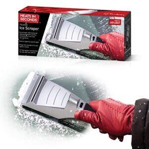heated ice scraper, heated ice scrapers for car windshield as winter essential tool to remove frost, snow - heated windshield scraper powered 12v socket, 15 feet power cord and built in led light