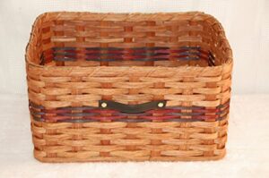 kenzie's kreations handcrafted cubby basket. measures 14" x 10" x 8" tall. accent colors may vary. (red, blue, purple, green, burgundry, black, brown, natural)