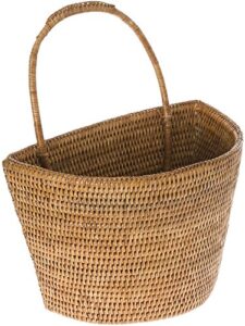 kouboo 1060072 la jolla rattan wall basket, large, 13" x 8" x 15.5", honey-brown