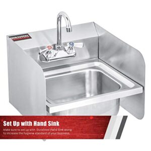 DuraSteel Stainless Steel Side Splash Guard - 17" x 12" Wall Mount - For Commercial Usage - Hand Sinks and Compartment Prep Sinks - Sink Basin Safe Guard/Splatter Guard/Cross Contamination Sink Guard