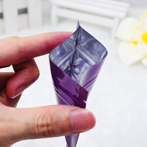 100 PCS Smooth Purple Dual-Sided Foil Mylar Resealable Top Pouches Exterior Size 7.5x10cm (3x4")