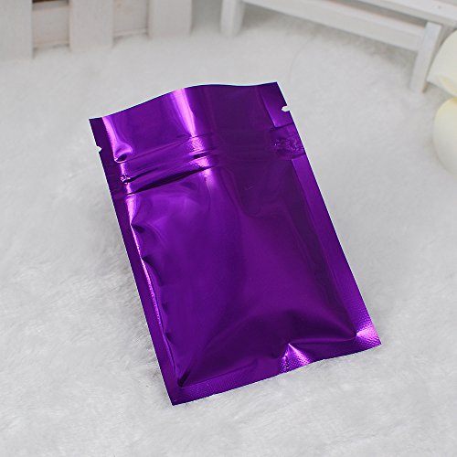 100 PCS Smooth Purple Dual-Sided Foil Mylar Resealable Top Pouches Exterior Size 7.5x10cm (3x4")