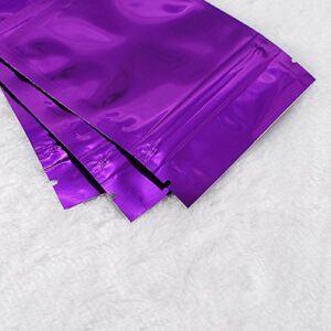 100 PCS Smooth Purple Dual-Sided Foil Mylar Resealable Top Pouches Exterior Size 7.5x10cm (3x4")