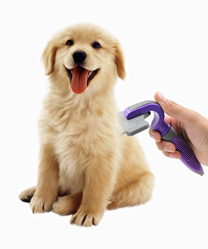 Hertzko Pet Deshedding Tool Gently Removes Shed Hair - for Small, Medium, Large, Dogs and Cats, with Short to Long Hair