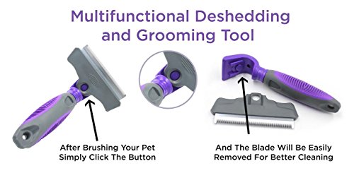 Hertzko Pet Deshedding Tool Gently Removes Shed Hair - for Small, Medium, Large, Dogs and Cats, with Short to Long Hair