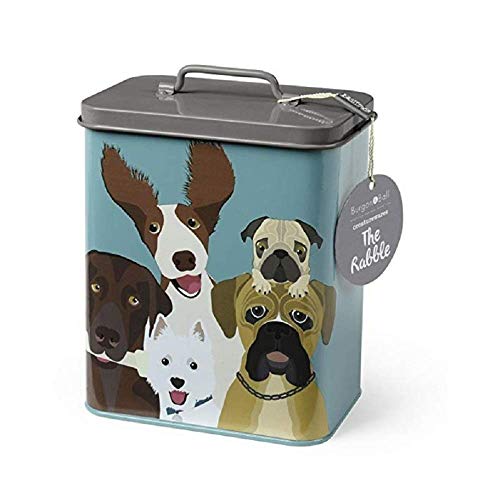 Burgon & Ball Creaturewares GCR/Dog Pet Food Storage Tin The Rabble' Dog, Grey, 16.5 x 11 x 20 cm