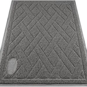 Pawkin Cat Litter Mat, Patented Design with Litter Lock Mesh, Extra Large, Durable, Easy to Clean, Soft, Fits Under Litter Box, Litter Free Floors, Gray