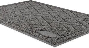 Pawkin Cat Litter Mat, Patented Design with Litter Lock Mesh, Extra Large, Durable, Easy to Clean, Soft, Fits Under Litter Box, Litter Free Floors, Gray