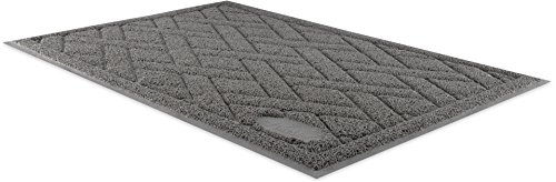 Pawkin Cat Litter Mat, Patented Design with Litter Lock Mesh, Extra Large, Durable, Easy to Clean, Soft, Fits Under Litter Box, Litter Free Floors, Gray