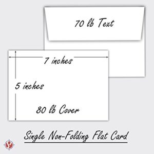 Blank Note Flat Cards and Envelopes, Made From Bright White Heavyweight Thick Cardstock | 5 X 7 Inches (A7) | 50 Cards and Envelopes Per Pack | Not a Fold Over Card