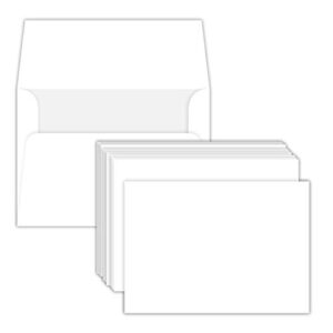 heavyweight blank white flat note cards and envelopes - great for announcements, invitation, thank you, greeting, printing holiday cards | 4 1/2” x 6” (a6) | 50 sets per pack | not a fold over card