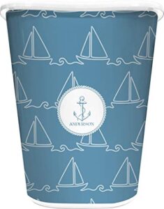 rnk shops rope sail boats waste basket - single sided (white) (personalized)