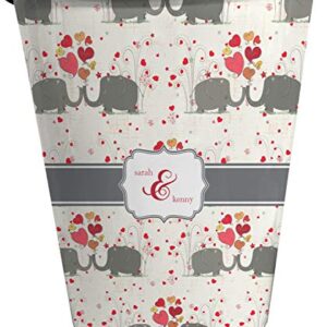 RNK Shops Elephants in Love Waste Basket - Single Sided (Black) (Personalized)