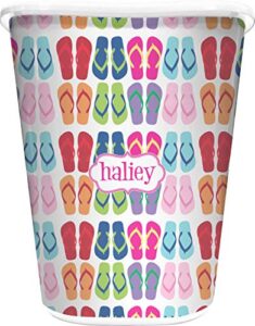 rnk shops flipflop waste basket - single sided (white) (personalized)
