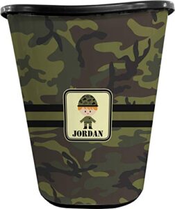 rnk shops green camo waste basket - single sided (black) (personalized)