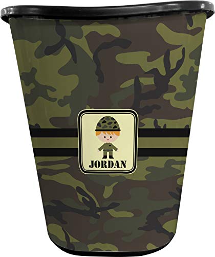 RNK Shops Green Camo Waste Basket - Single Sided (Black) (Personalized)