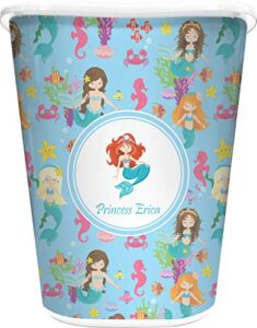 rnk shops mermaids waste basket - single sided (white) (personalized)