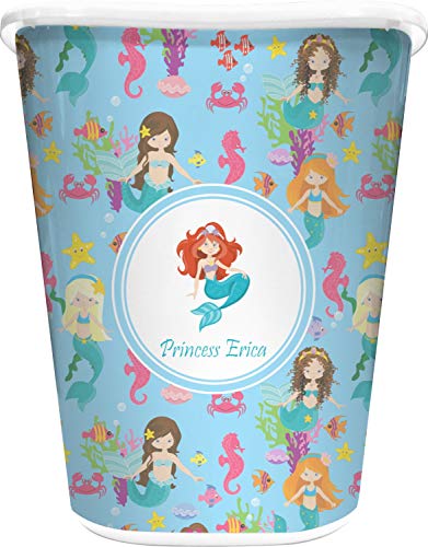 RNK Shops Mermaids Waste Basket - Single Sided (White) (Personalized)