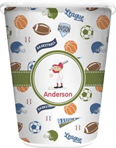 rnk shops sports waste basket - single sided (white) (personalized)