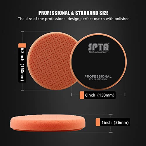 Buffing Polishing Pads, SPTA 5Pcs 6.5 Inch Face for 6 Inch 150mm Backing Plate Compound Buffing Sponge Pads Cutting Polishing Pad Kit For Car Buffer Polisher Compounding, Polishing and Waxing -SQMIX65