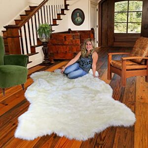 thick white shag faux fur polar bear area throw rug plush premium luxury fur (5'x8')