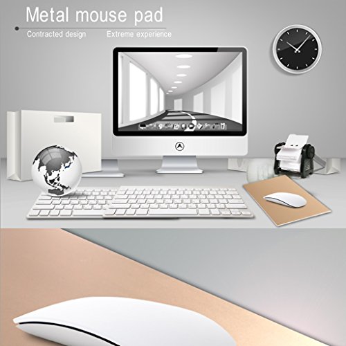 Mouse Pad, Qcute 9.18" 6.11" Gaming Aluminum Mouse Pad W Non-Slip Rubber Base & Micro Sand Blasting Aluminium Surface for Fast and Accurate Control(Gold)