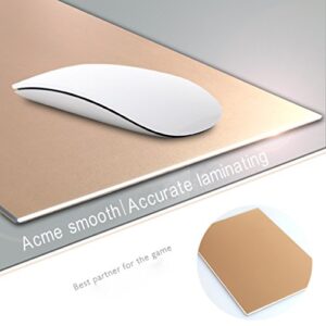 Mouse Pad, Qcute 9.18" 6.11" Gaming Aluminum Mouse Pad W Non-Slip Rubber Base & Micro Sand Blasting Aluminium Surface for Fast and Accurate Control(Gold)