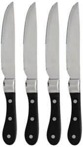 knork steak knives with chophouse handle (set of 4), silver/black