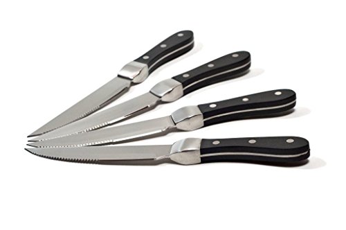 KNORK Steak Knives with ChopHouse Handle (Set of 4), Silver/Black