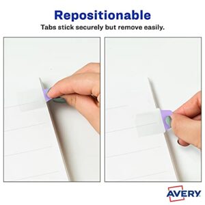 Avery Mini Ultra Tabs, 1" x 1.5", 2-Side Writable, Pastel Purple/Blue/Pink, 40 Repositionable Tabs (74761)