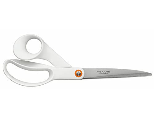 Fiskars Universal Scissors, Total Length: 24 cm, Quality Steel/Synthetic Material, Functional Form, White, 1020414