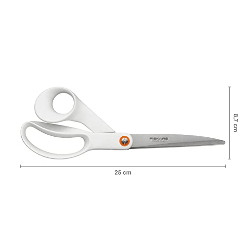 Fiskars Universal Scissors, Total Length: 24 cm, Quality Steel/Synthetic Material, Functional Form, White, 1020414