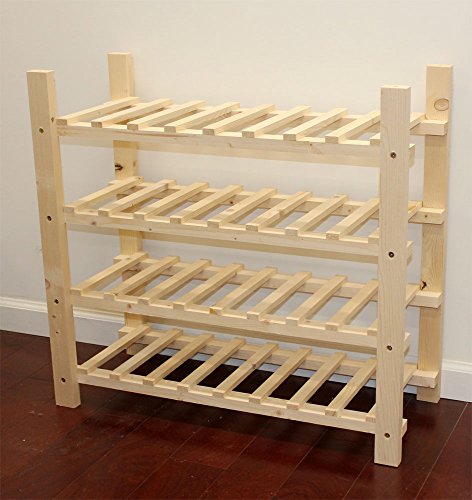 DisplayGifts Stackable 60 Bottle Capacity Wine Rack Wooden Stand, WN60 (60 Bottles Capacity:4 Rows)