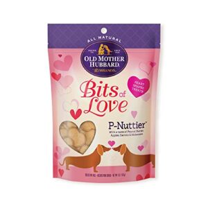 old mother hubbard natural crunchy dog biscuits, oven-baked healthy treats for dogs, limited-edition holiday-inspired shapes (peanut butter - valentine's day, 6-ounce bag)