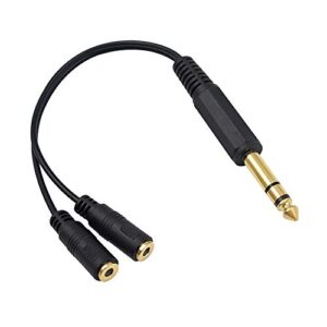 poyiccot 1/4 to 3.5mm adapter, 3.5mm to 1/4 headphone adapter, 6.35mm 1/4 inch trs stereo male to 2 dual 3.5mm (mini) 1/8 inch stereo female y splitter cable 20cm/8inch (635m-235fm)