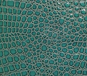 vinyl fabric crocodile turquoise fake leather upholstery / 54" wide/sold by the yard