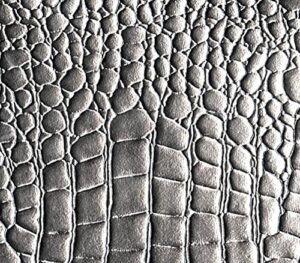 vinyl fabric crocodile silver fake leather upholstery / 54" wide/sold by the yard