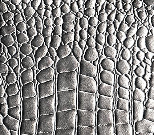 Vinyl Fabric Crocodile Silver Fake Leather Upholstery / 54" Wide/Sold by The Yard