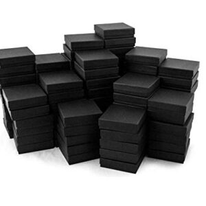 The Display Guys – Cardboard Jewelry Boxes With Cotton – 100 Pack – Matte Black – #33 (3 1/2" x 3 1/2" x 1")